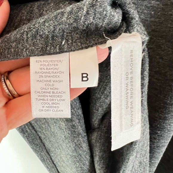 LOFT Ruffle Cold Shoulder Grey Mini Dress Crew Neck SZ S - Picture 7 of 8
